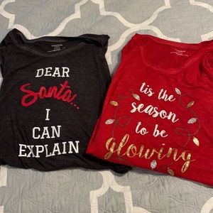Motherhood maternity Christmas holiday shirts